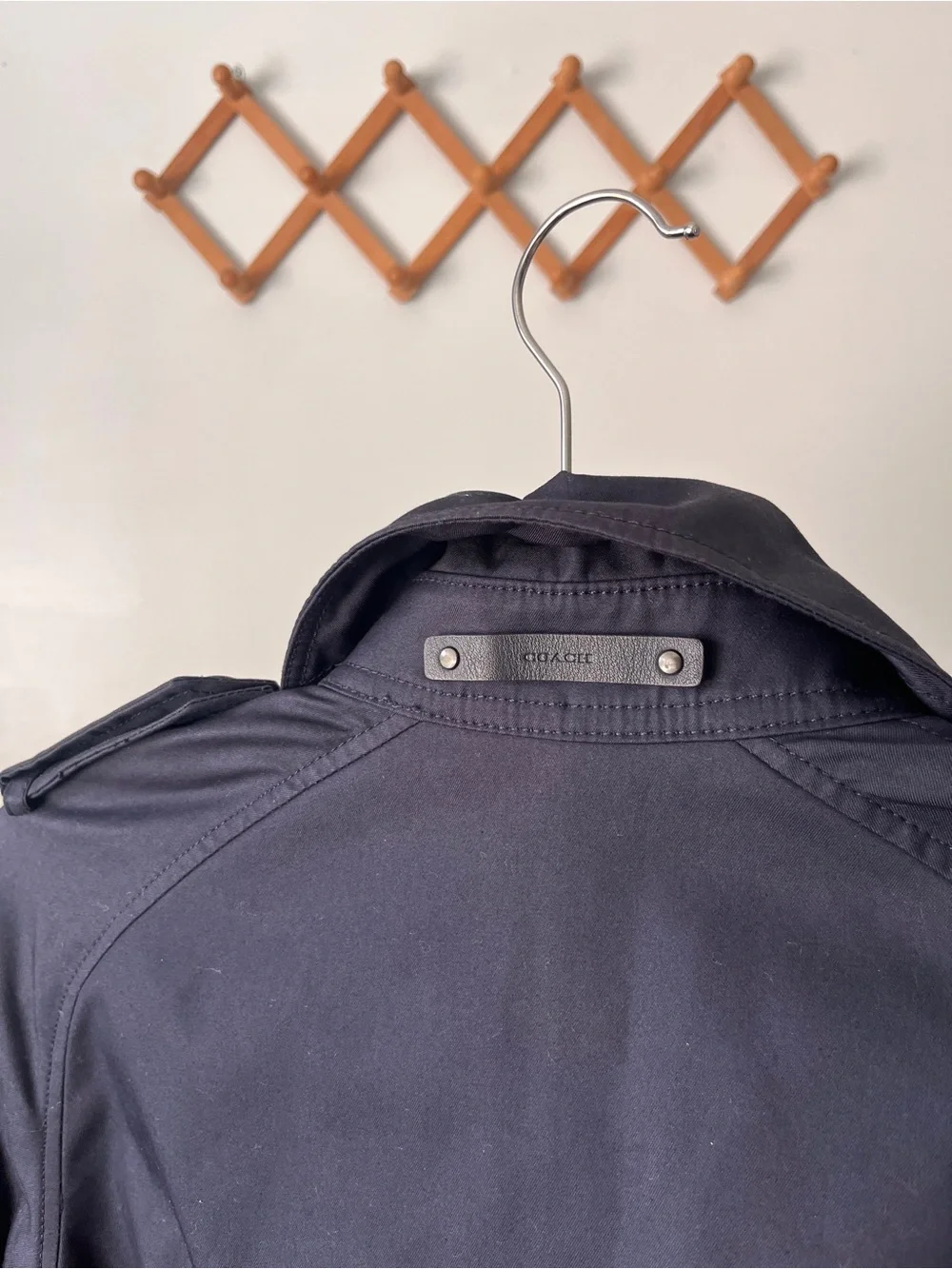 Coach Womens Colorblock Trench Coat Navy Burgundy Red Tan $450 Belted Jacket‎ XS